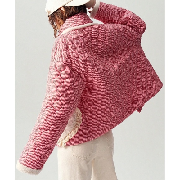 Cozy Colorful Quilted Lace Snap Button Puffer Coat Jacket - Picture 6 of 6